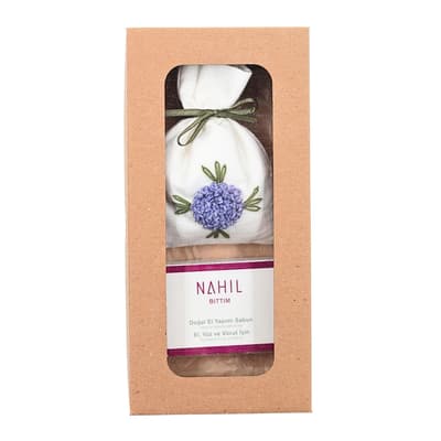 Mor Top İşli Lavanta Kesesi ve Sabun Set