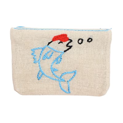 Şapkalı Balık Nakışlı Cüzdan