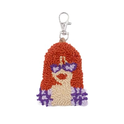 Turuncu Saçlı Kadın Punch İşlemeli Anahtarlık