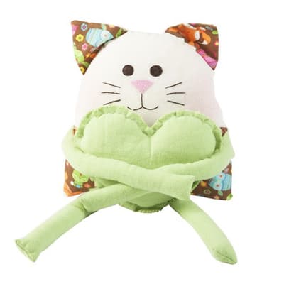 Yeşil Kedi Kalpli Bez Oyuncak