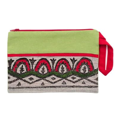 Yeşil Tokat Baskı Makyaj Çantası