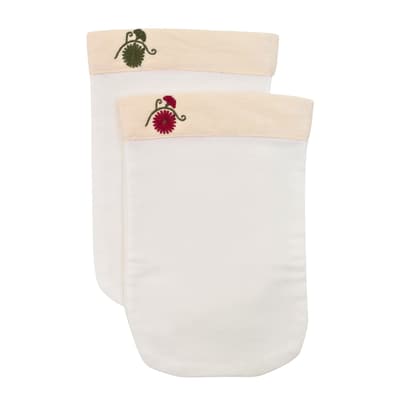 Yeşil ve Bordo Karanfil Nakışlı Banyo Kesesi Seti