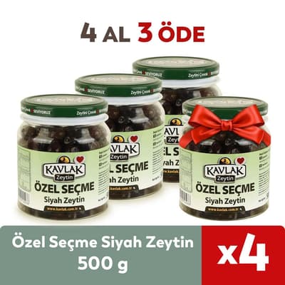 500 GR Özel Seçme Siyah Zeytin 4 Al 3 Öde