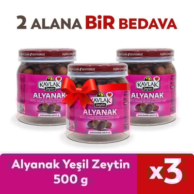 Alyanak Çizik Yeşil Zeytin 500 Gr 2 ALANA 1 BEDAVA