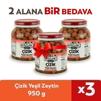 Çizik Yeşil Zeytin 950 GR 2 Alana 1 Bedava