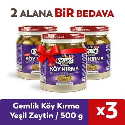 Gemlik Taze Köy Kırma Yeşil Zeytin 500 Gr 2 ALANA 1 BEDAVA