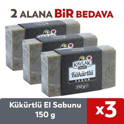 Kükürtlü El Yapımı Sabun 150 gr 2 ALANA 1 BEDAVA