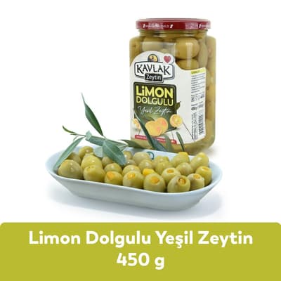 Limon Dolgulu Yeşil Zeytin 450 Gr Cam Kavanoz