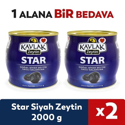 Star Gemlik Siyah Zeytin 2 Kg (2kg brüt x2) 1 Alana 1 Bedava