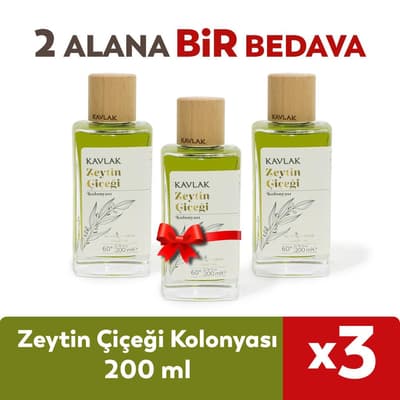 Zeytin Çiçeği Kolonyası Cam Şişe 200 ML 2 Alana 1 Bedava