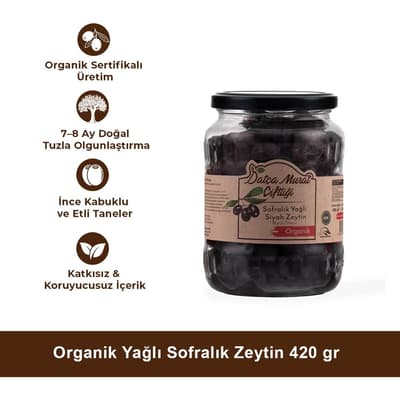 Organik Yağlı Sofralık Zeytin 420 gr
