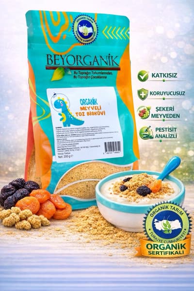 Organik Meyveli Toz Bisküvi 200gr