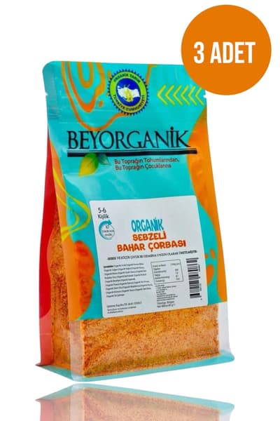 Organik SEBZELİ BAHAR ÇORBASI 80gr 10 Dakika Hazır 3adet (PESTİSİT VE AFLATOKSİN ANALİZLİ)
