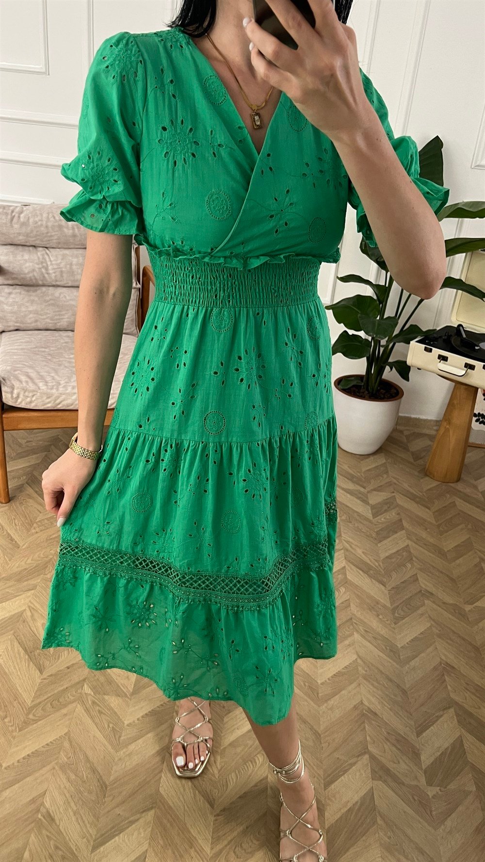 Yeşil Astarlı Fisto Elbise