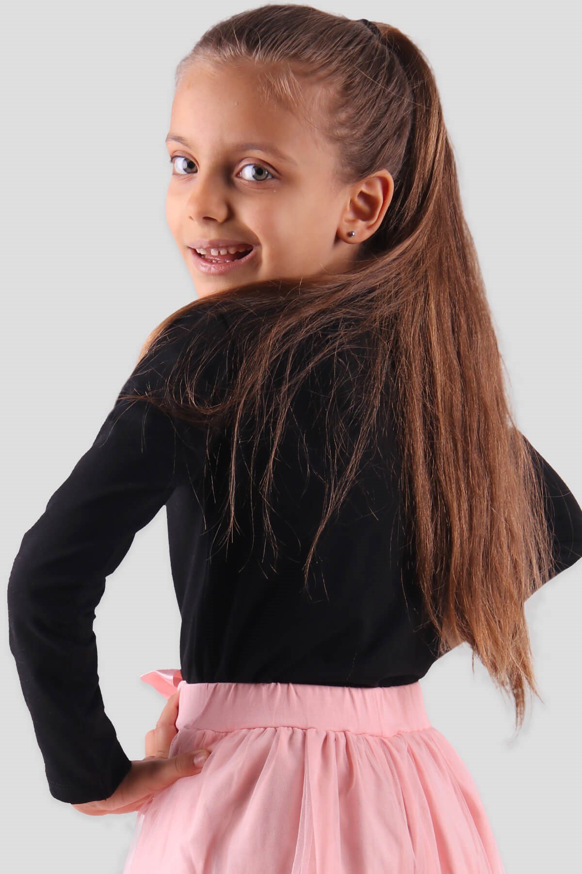 Kız Çocuk Basic Uzun Kollu Tişört - Siyah 6-15 Yaş | Breeze
