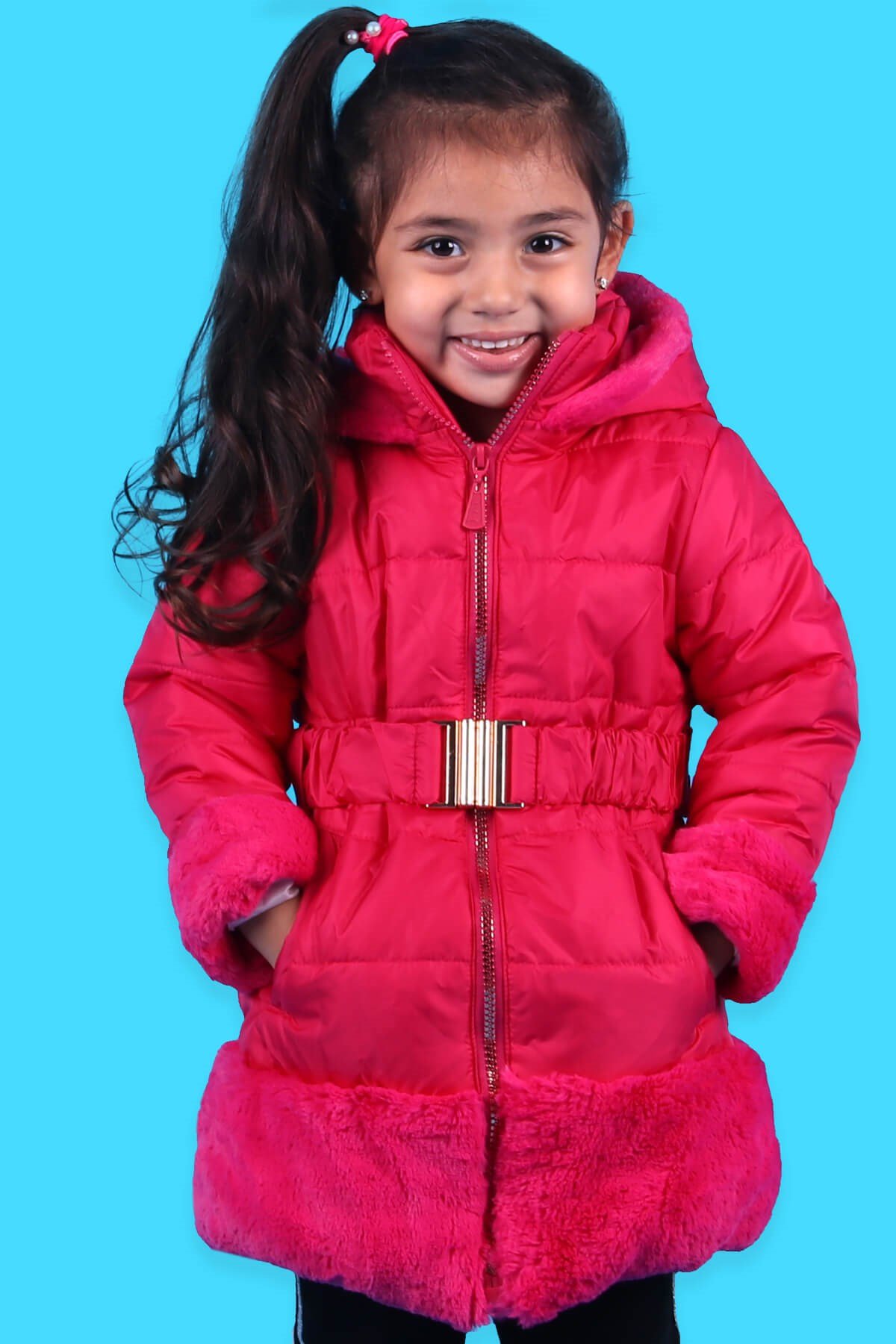 Kız Çocuk Mont Kürklü Fuşya 3 Yaş - Sıcacık Dış Giyim | Breeze
