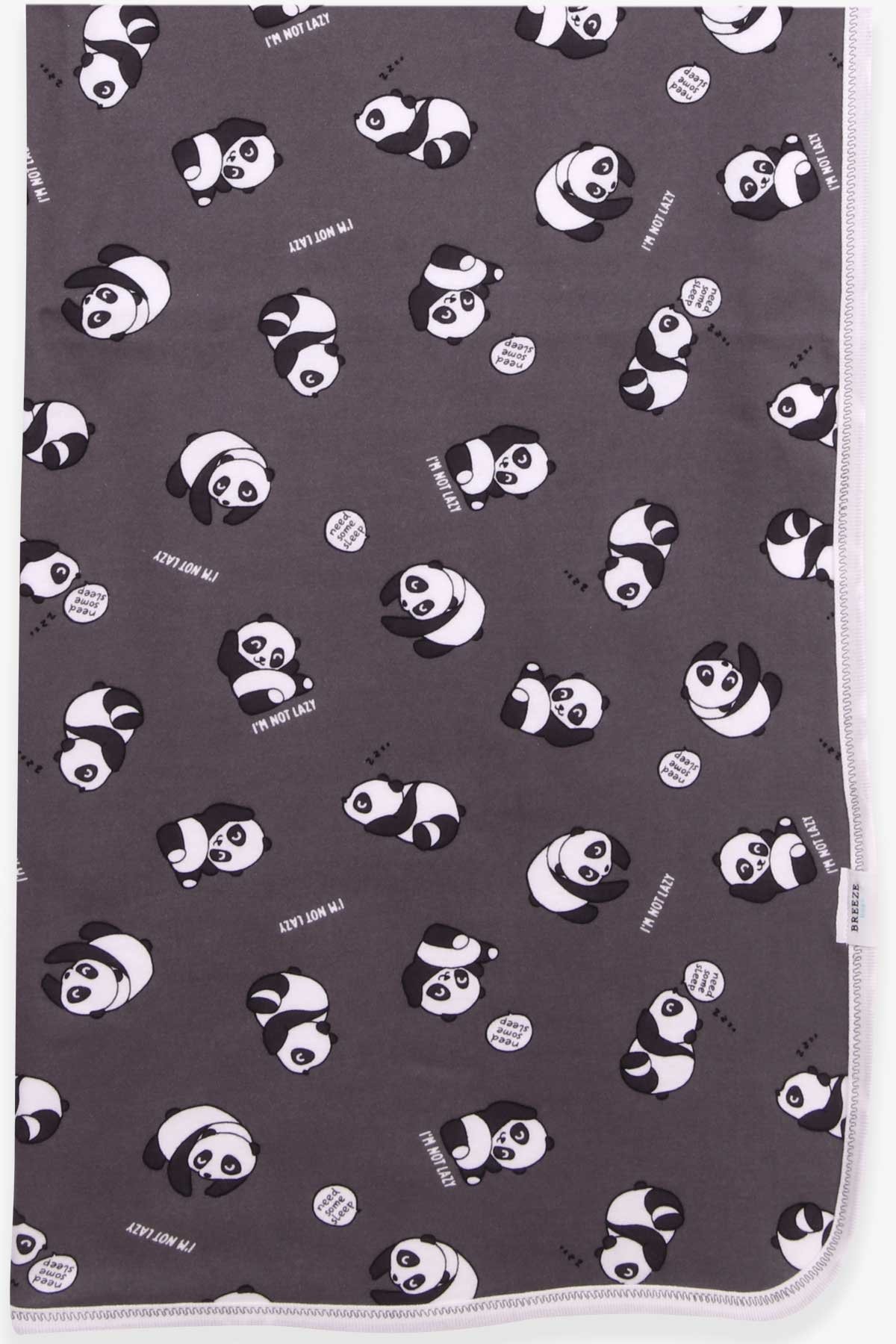 Yenidoğan Bebek Battaniyesi Panda Desenli Füme (75 x 85 cm) - BREEZE