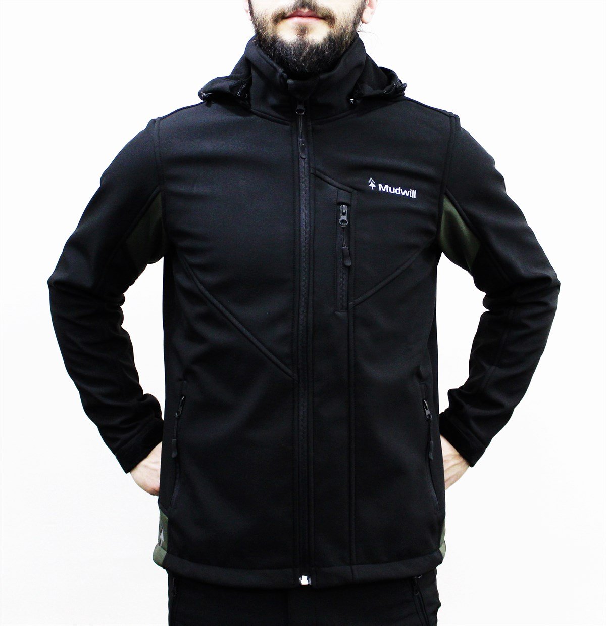 Mudwill Softshell Erkek Mont Ceket - Haki Siyah