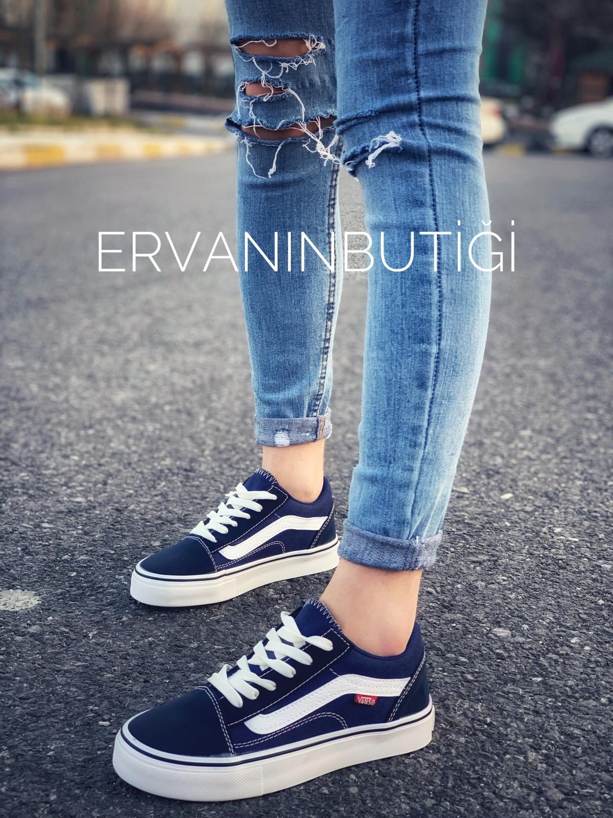 Spor Ayakkabı (Vans) Lacivert Kadın Sneakers l Erva'nın Butiği