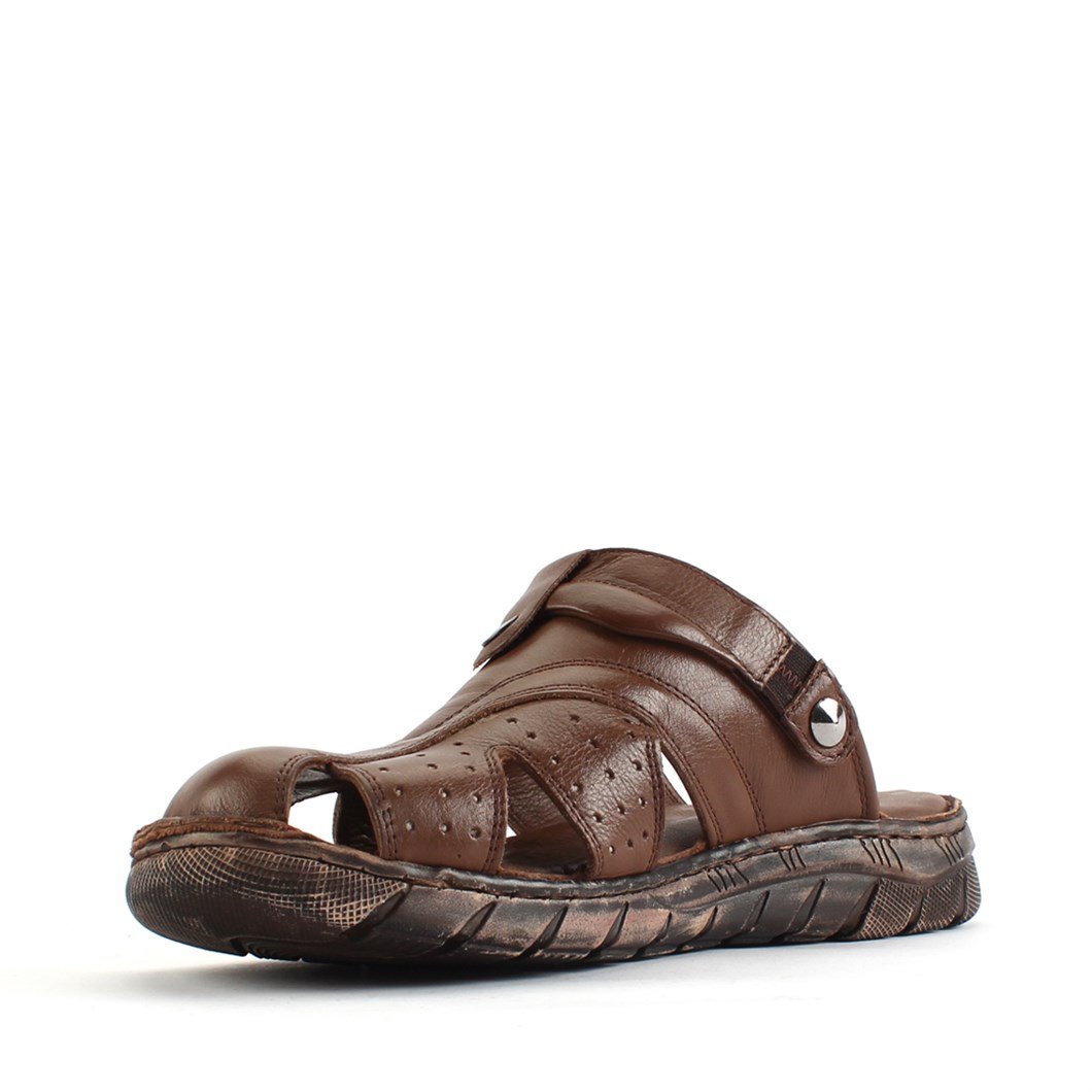 Kahverengi Deri Terlik Sandalet Erkek 714 3604-16512 | Celal Gültekin