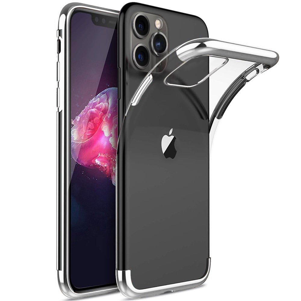 Apple iPhone 11 Pro Max Renkli Lazer Silikon Kılıf Kapak Gümüş Ücretsiz  Kargo