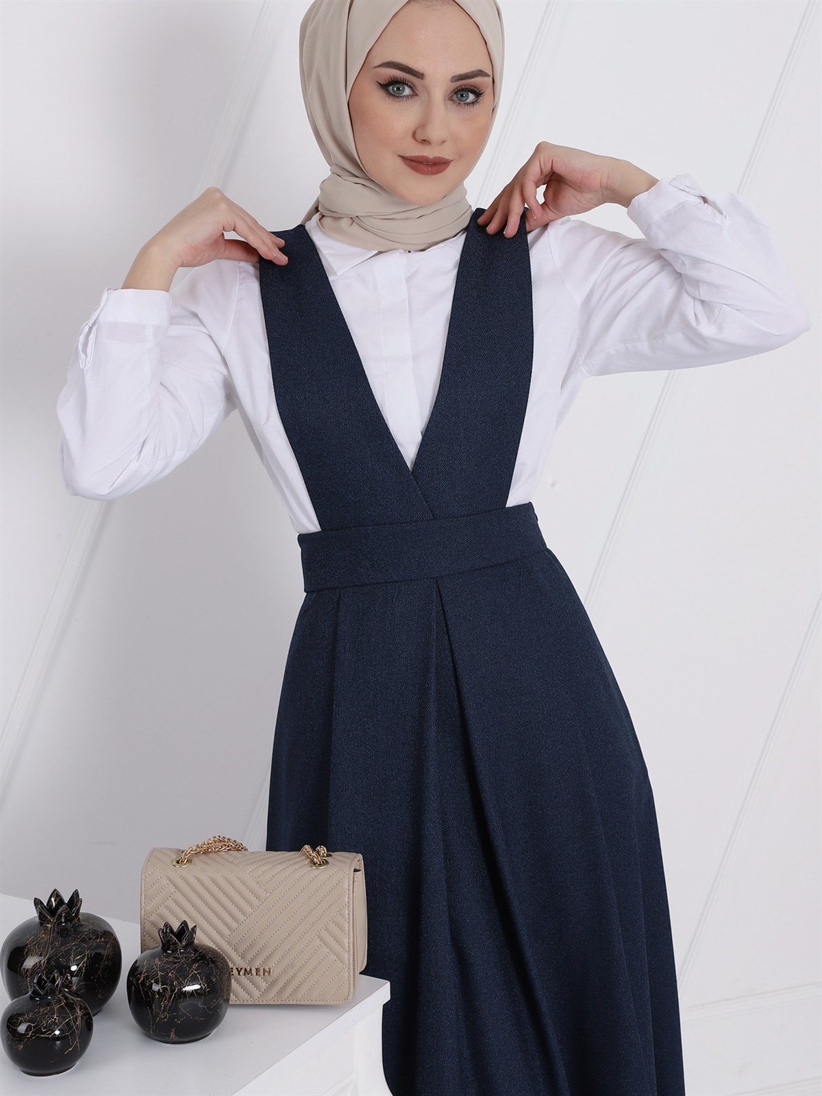 Pileli Kalın Askılı Uzun Jile -İndigo - 111-61000-R21 | Rita Marka Elbise  Modelleri | Kadın Tesettür Giyim - KaliteMall.com