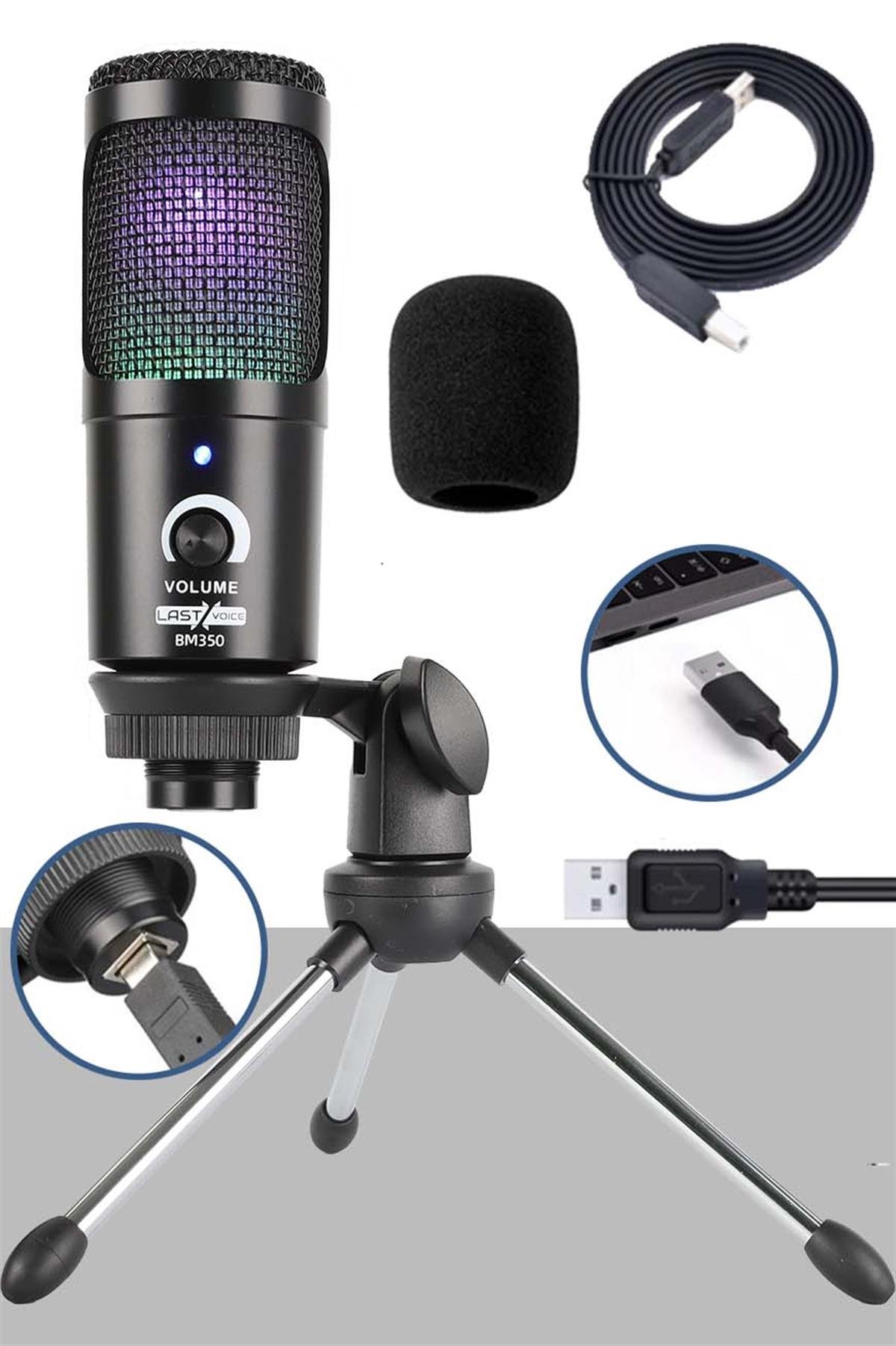 Lastvoice BM350 RGB Stüdyo Condenser Usb Pc Mikrofonu
