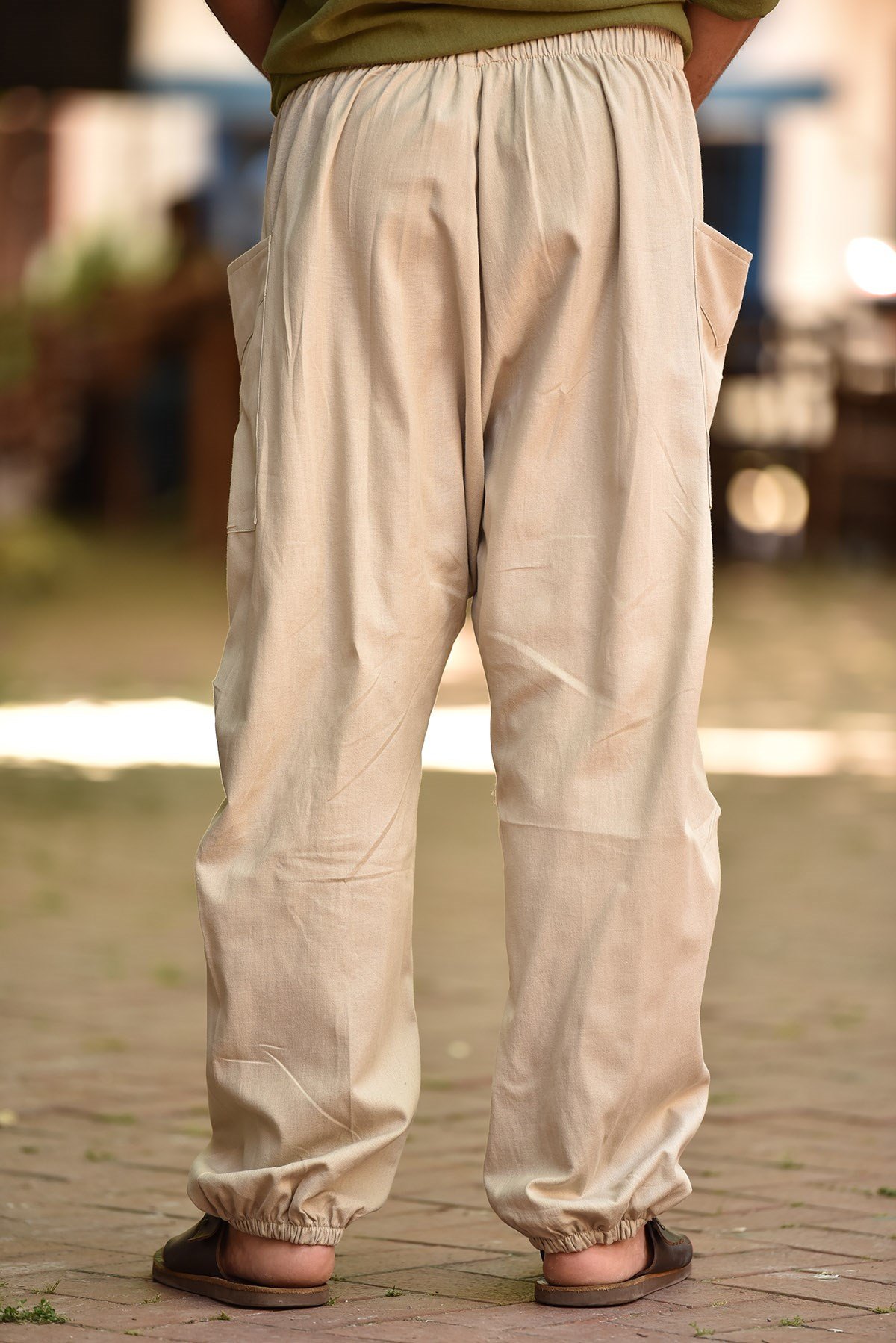 Cream Men's Baggy Trousers - Şaman Butik | Boho Fashion