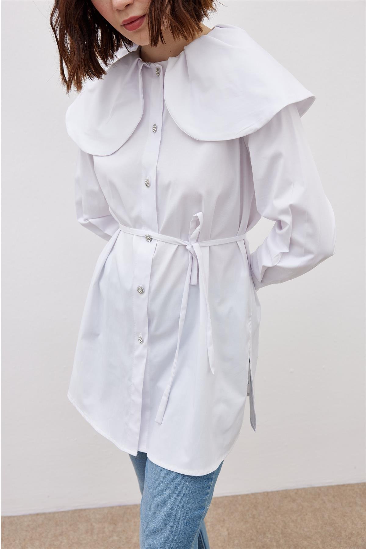 Cape Collar Shirt White - FAHHAR