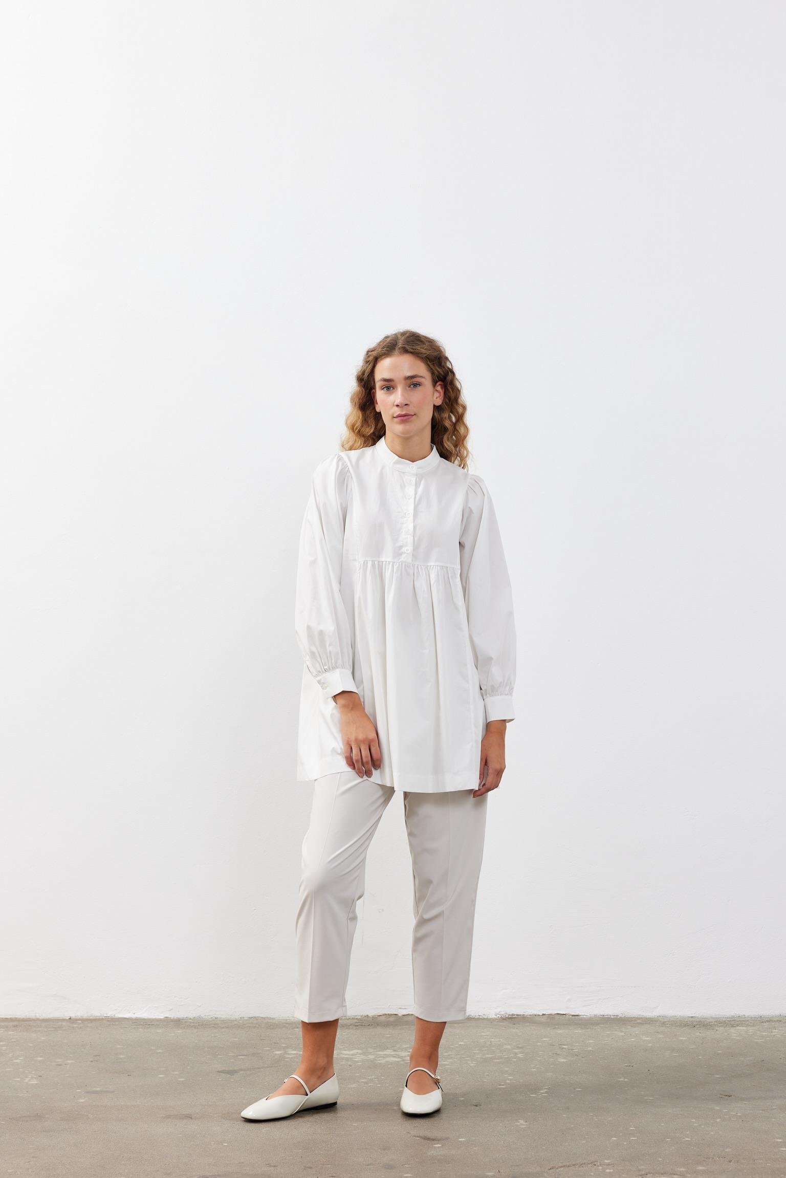 Rahat Kadın Gömlek Tunik Beyaz - FAHHAR