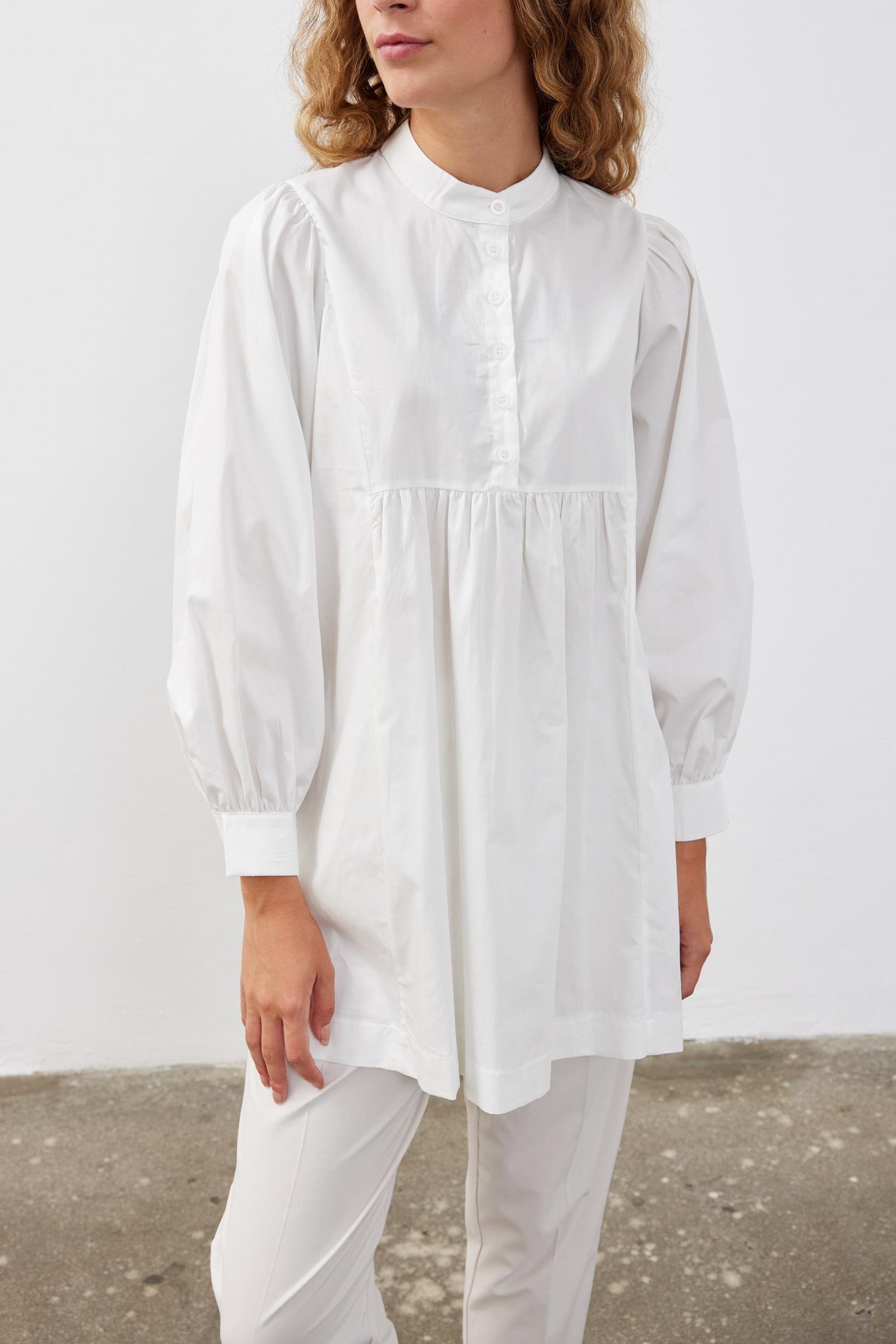 Rahat Kadın Gömlek Tunik Beyaz - FAHHAR