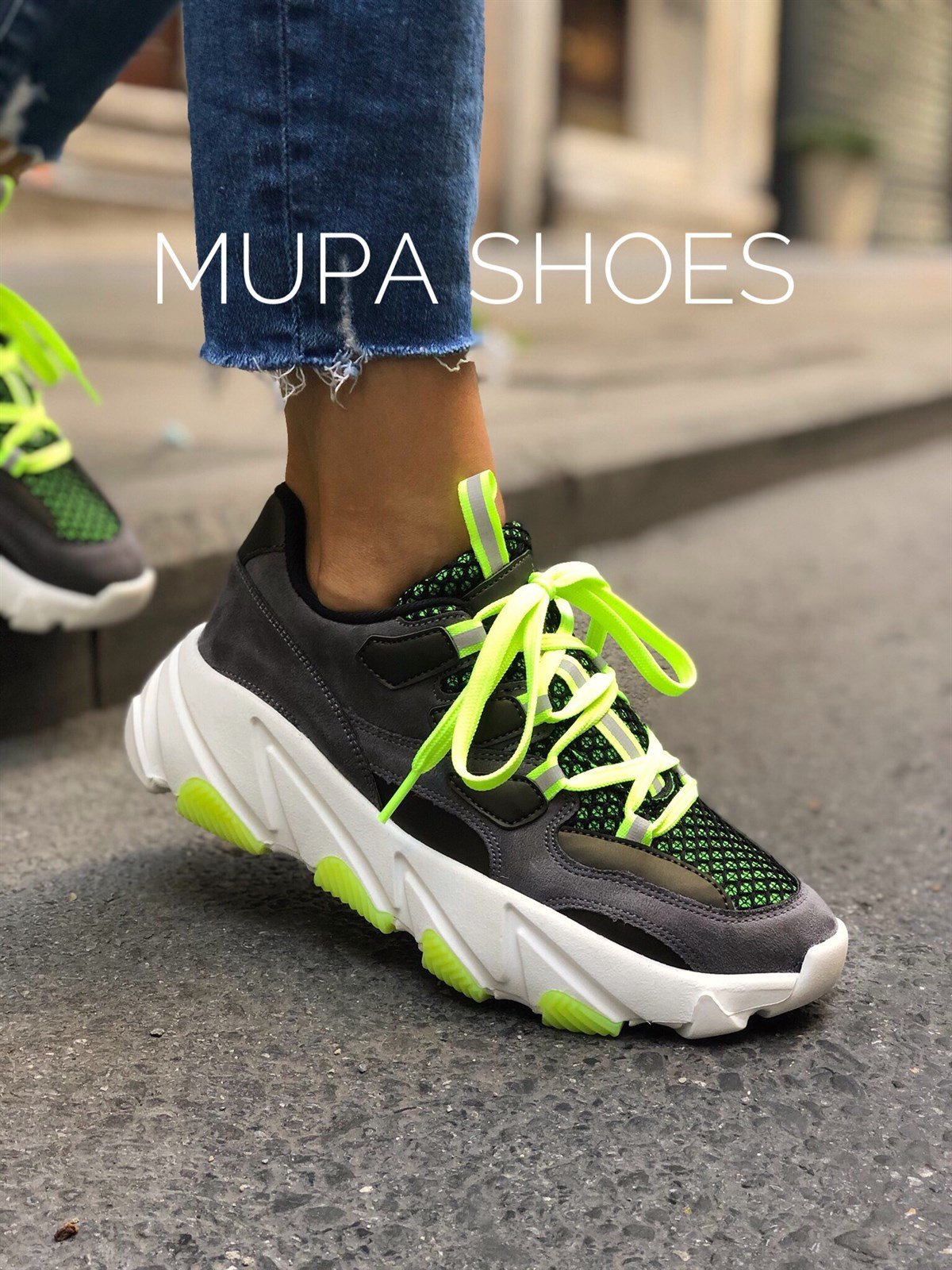 Kadın Spor Ayakkabı Yeşil Neon