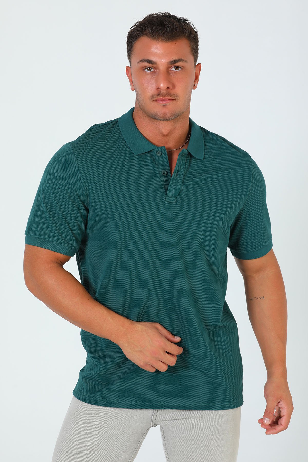 Erkek Polo Yaka T-shirt Yeşil 501051 - tozlu.com