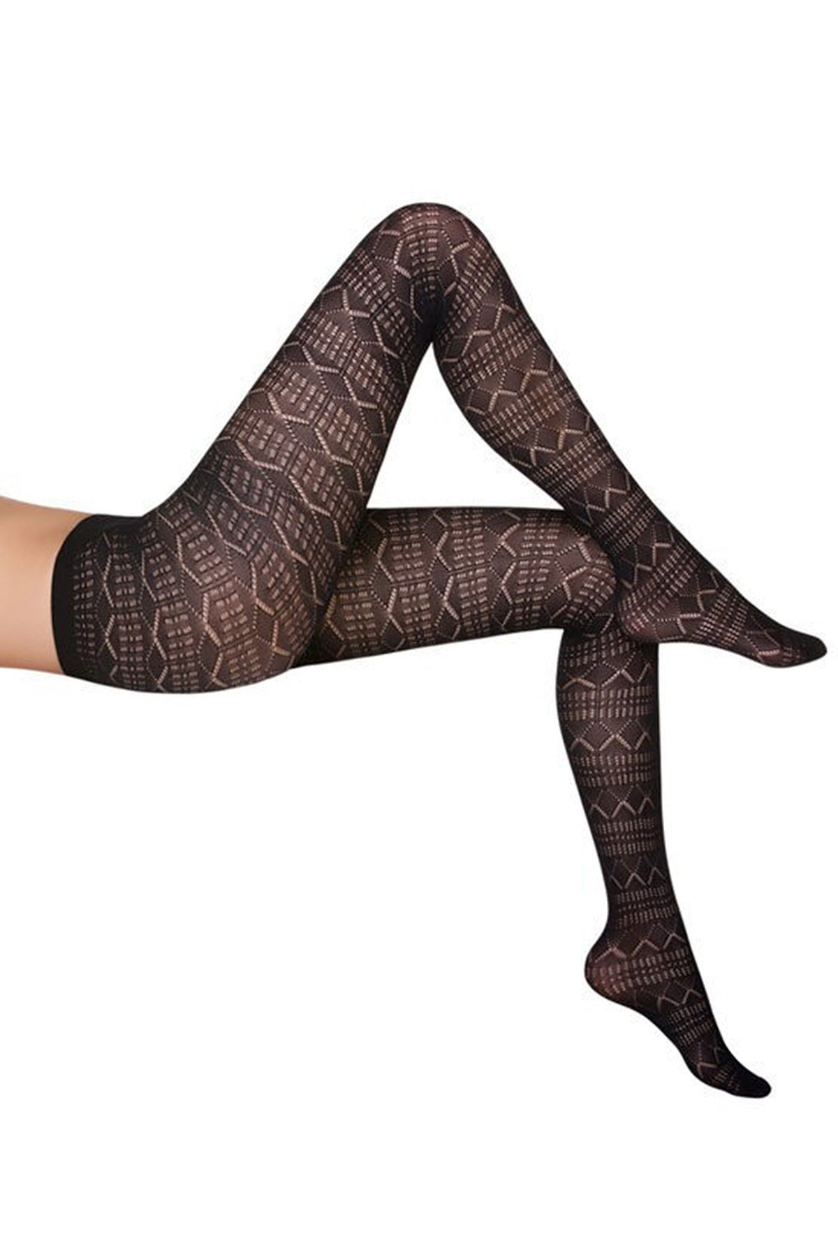 Siyah Penti Anet 210 Den Desenli Triko Kadın Külotlu Çorap