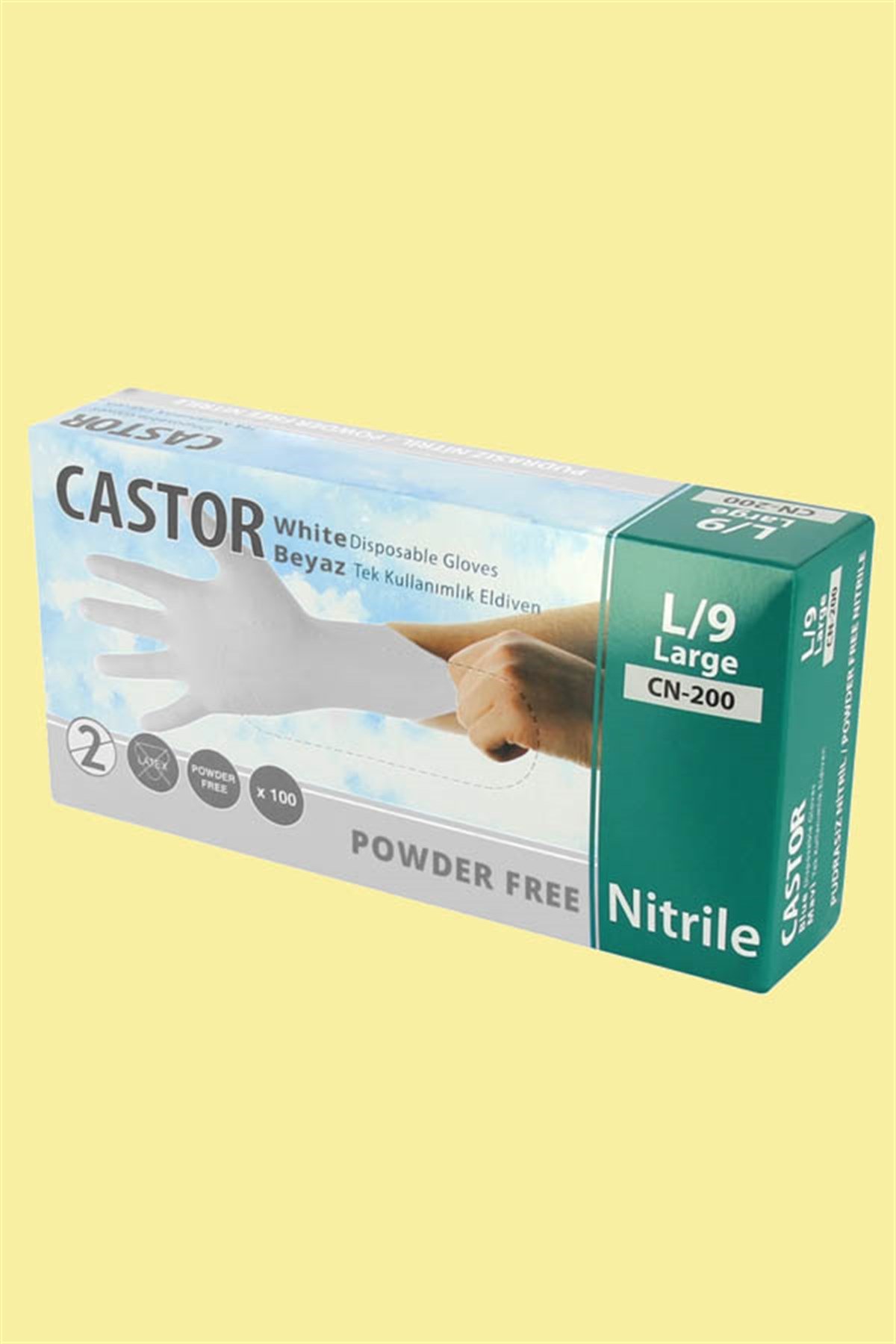 Castor Powder Free Nitril Tek Kullanımlık Eldiven