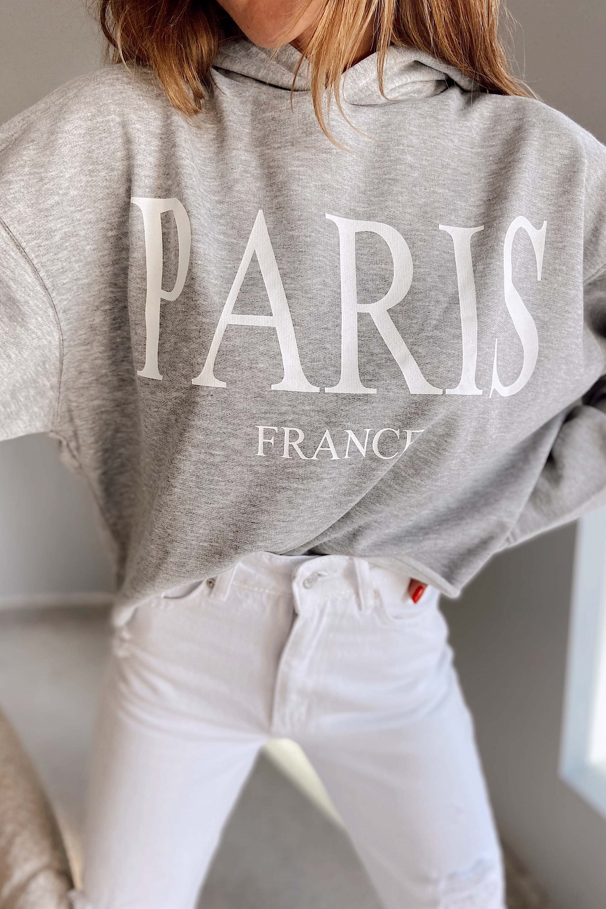 Orjinal Marka Paris Şardonlu Kadın Sweatshirt Gri - Butik Gardrop