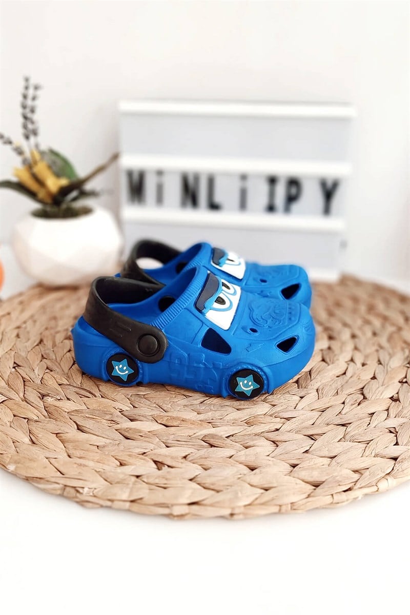 Arabalı Çocuk Crocs Terlik Mavi Siyah - Minilipy.com