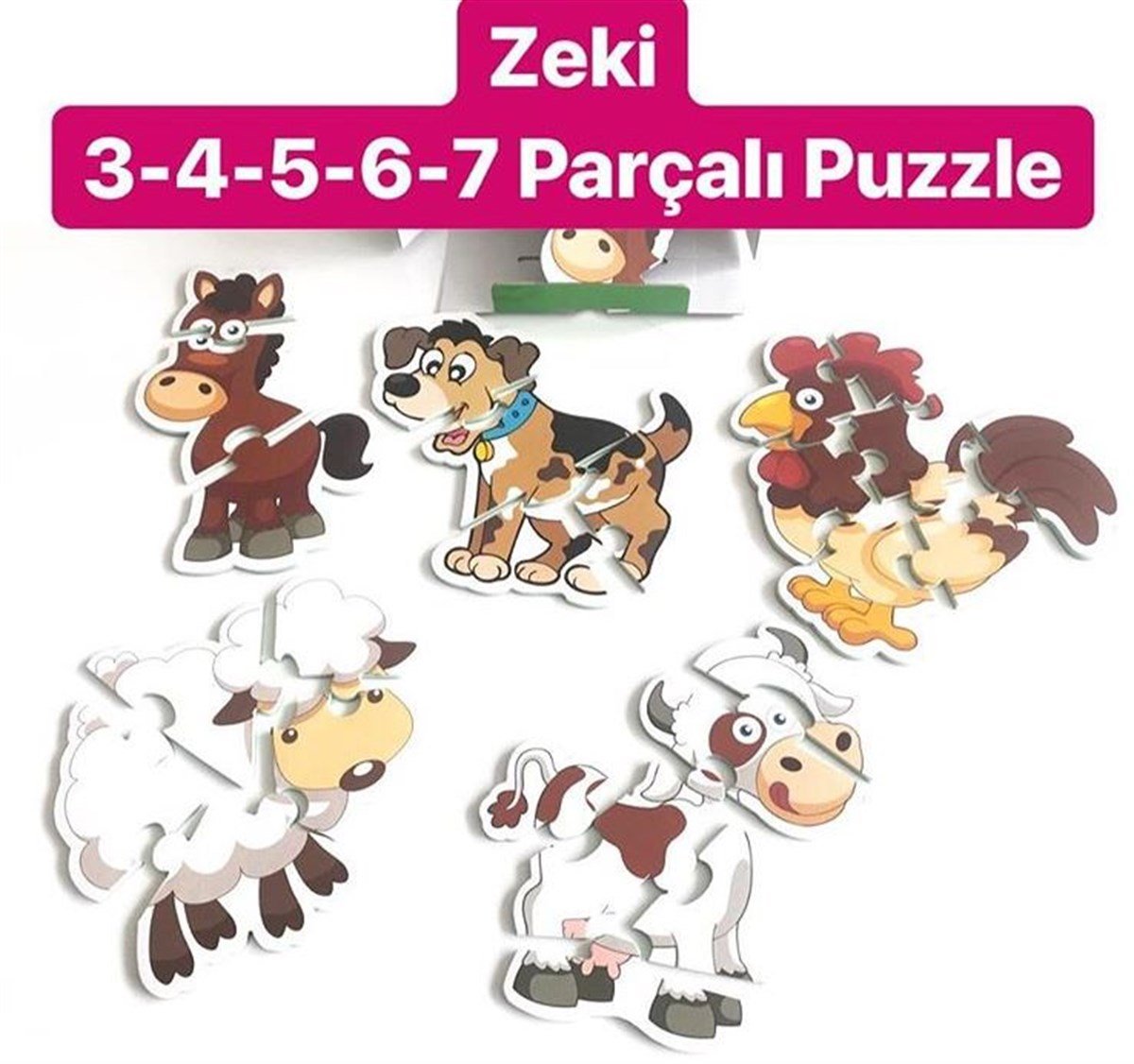 Zeki 3-4-5-6-7 Parçalı Puzzle Çiftlik Hayvanları