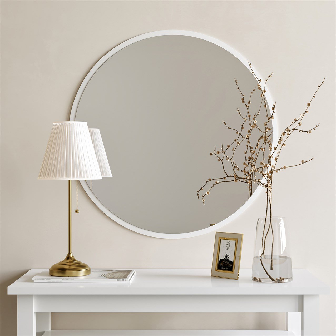 NEOstill - Dekoratif Yuvarlak Ayna Beyaz A706