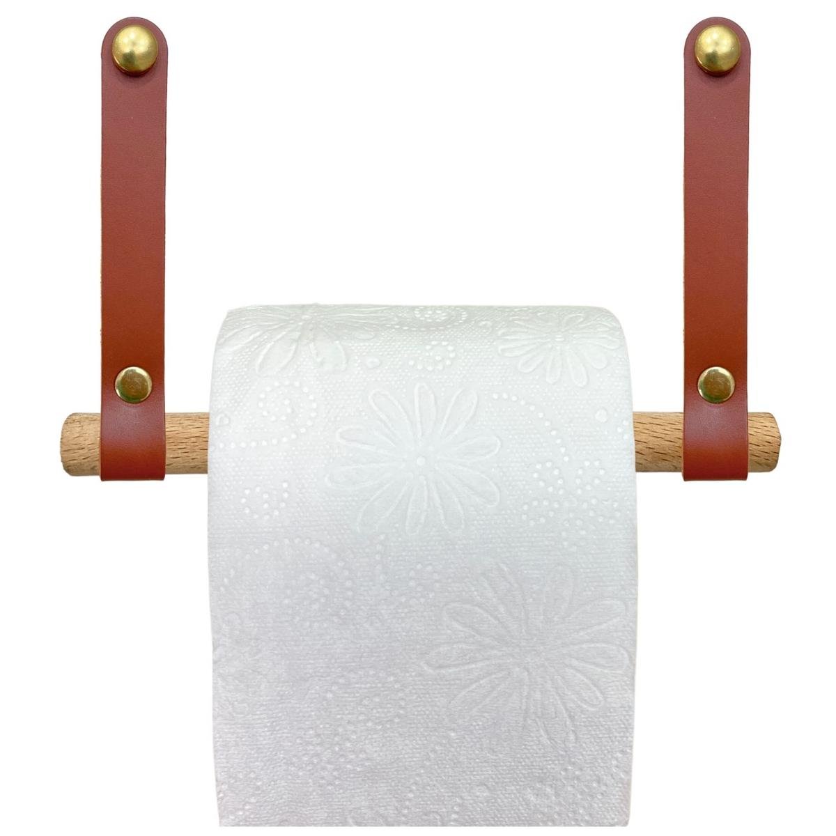 Dekoratif Hakiki Deri & Ahşap Tuvalet Kağıtlığı, Pratik Tuvalet Kağıdı  Askısı Peçeteliği WC Kağıtlık