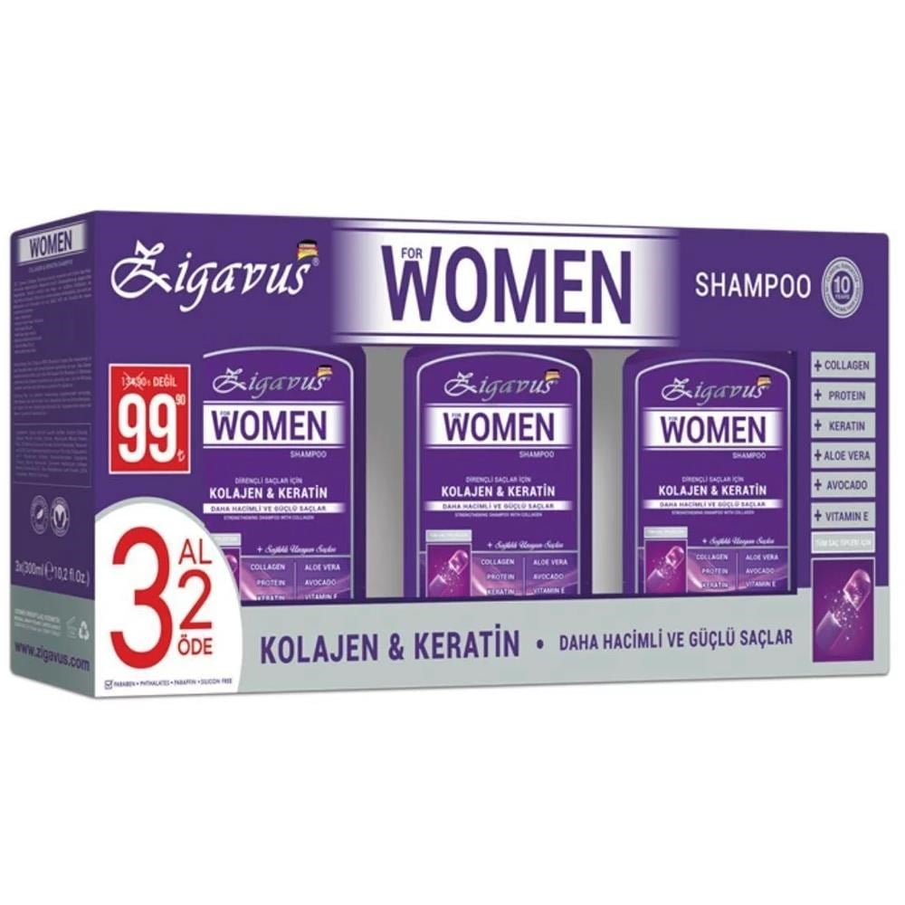 Zigavus Kolajen&Keratin Kadın Şampuanı 3 Al 2 Öde 3X300ml , Alışverişin  Adresi'nde | Shopiglo