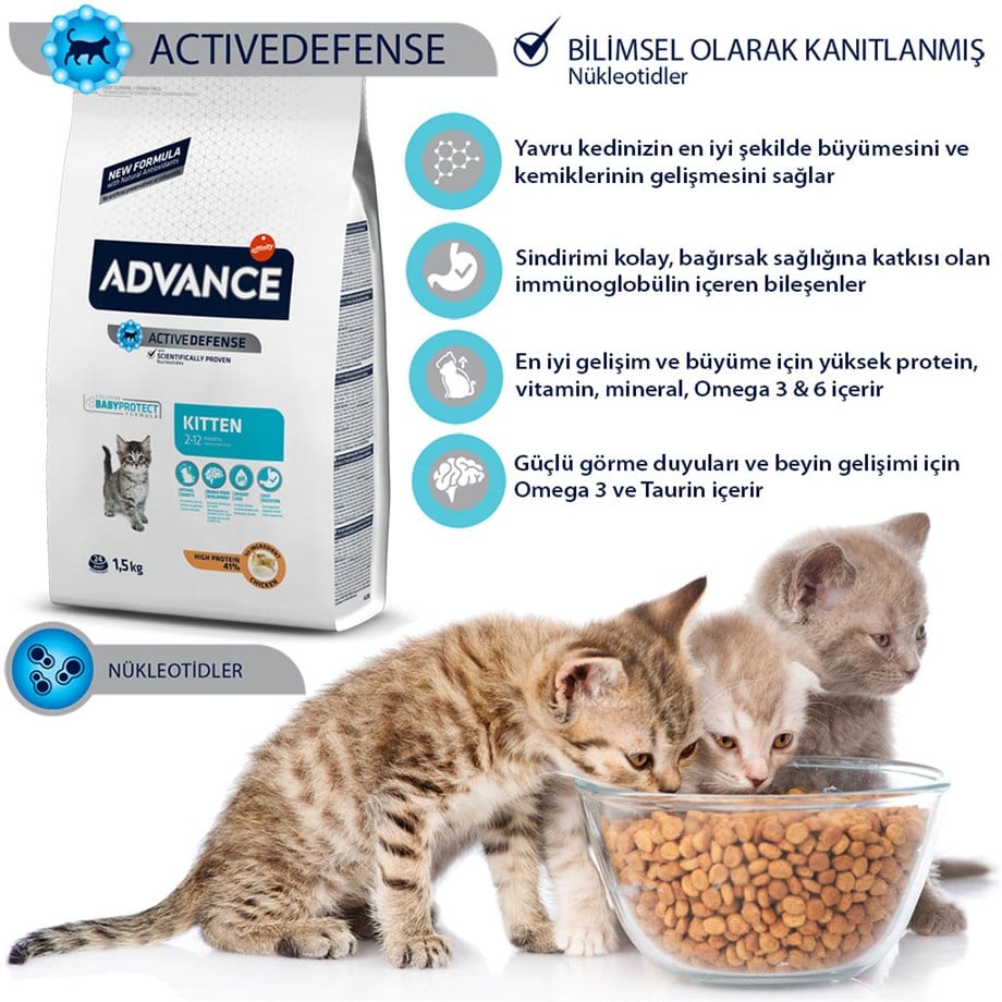Advance Cat Kitten Chicken & Rice 1,5 Kg Yavru Kedi Maması