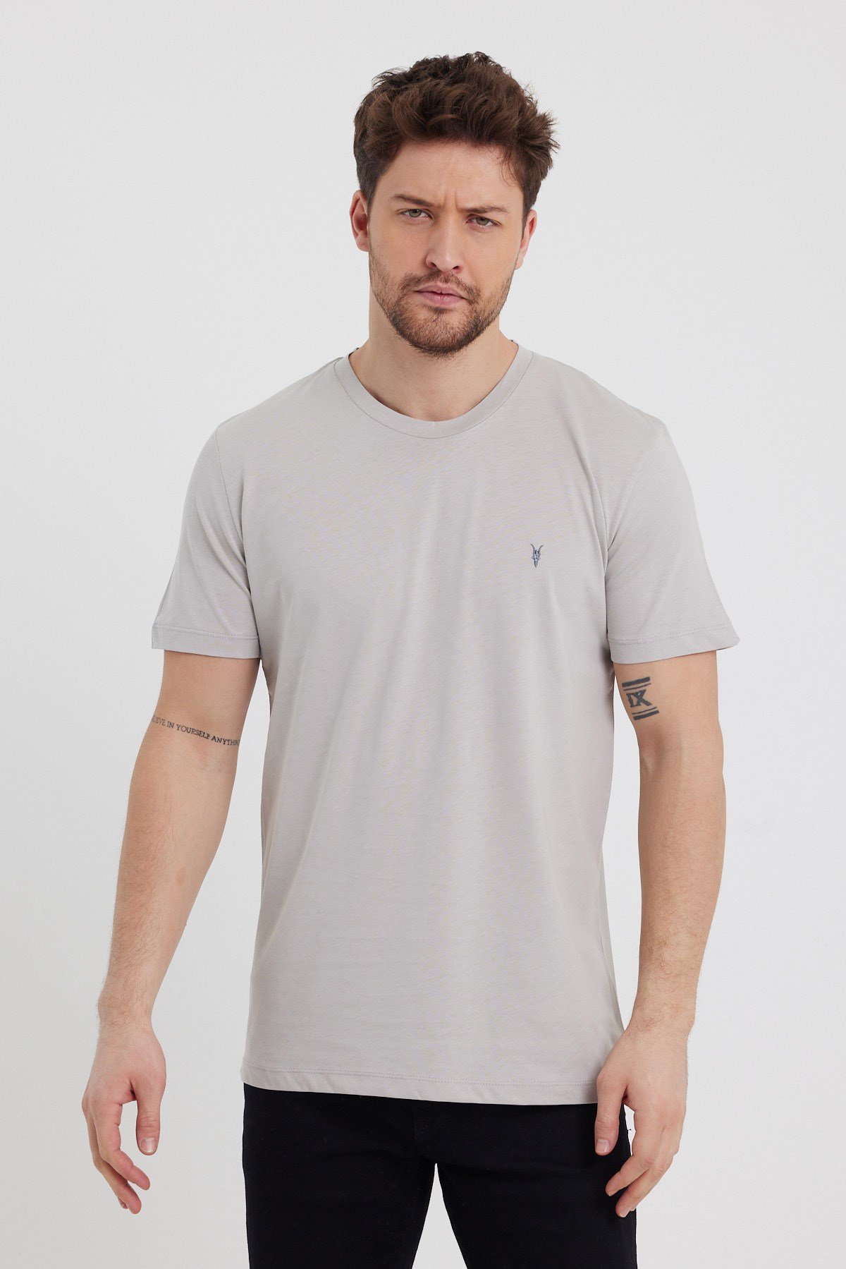 Erkek Gri T-Shirt Modelleri Fiyatları Erkek Basic T-Shirt