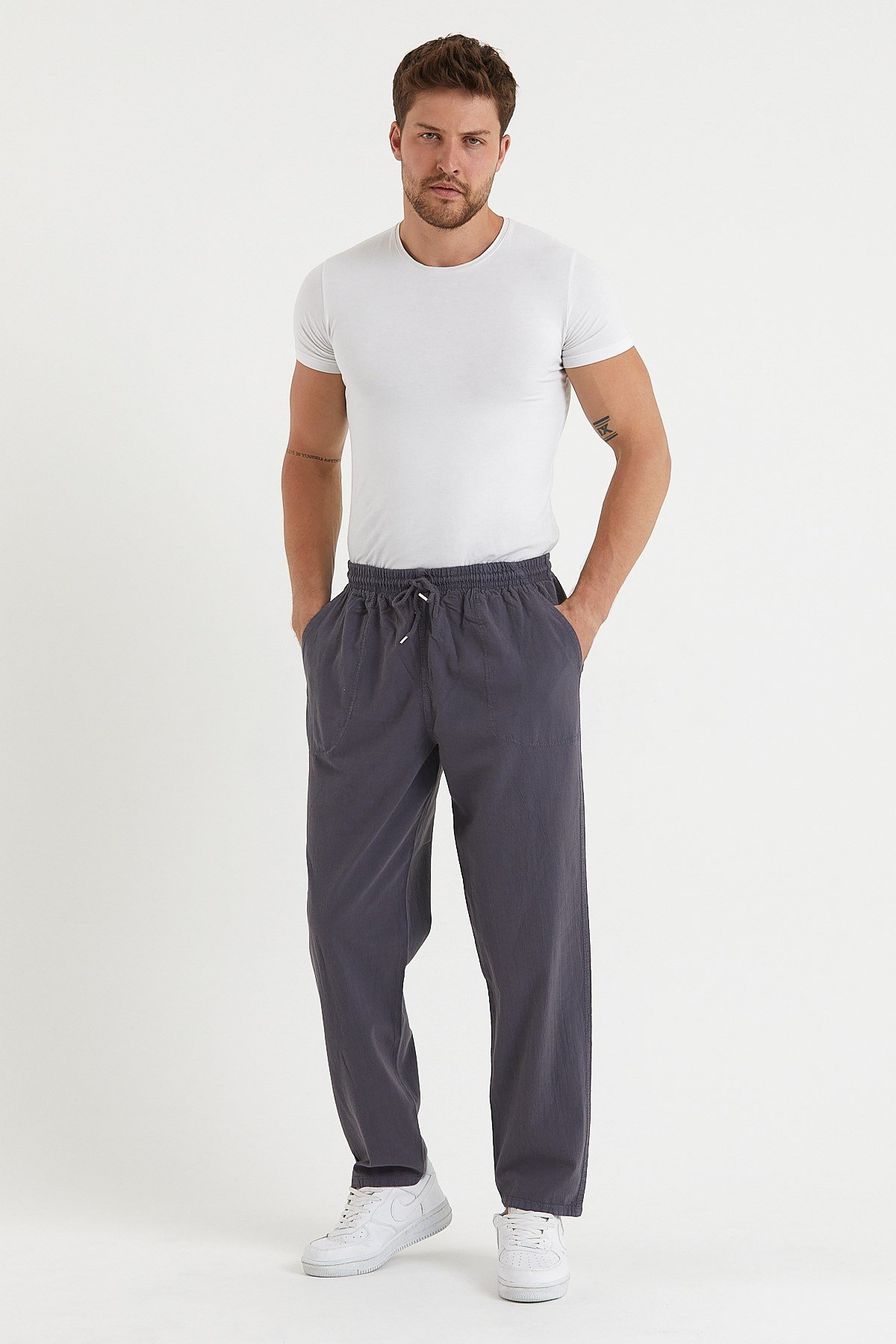 Füme Renk Erkek Keten Pantolonlar - Pantolon Fiyatları