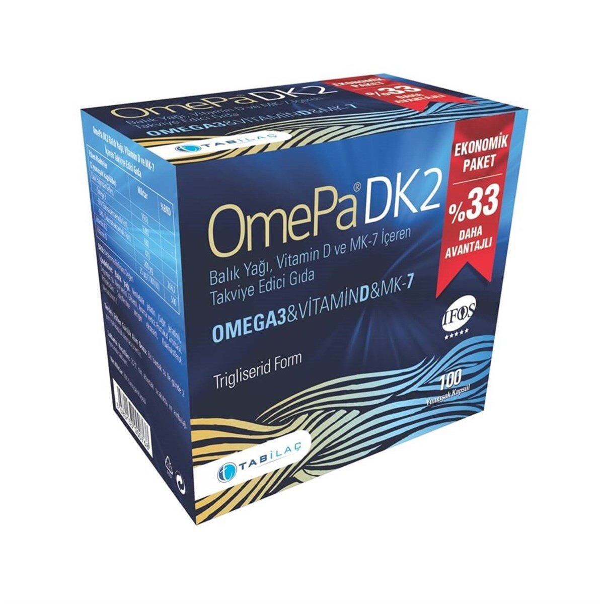 OmePa DK2 Omega 3 Vitamin D MK-7 50 Capsules-LeylekKapida.com