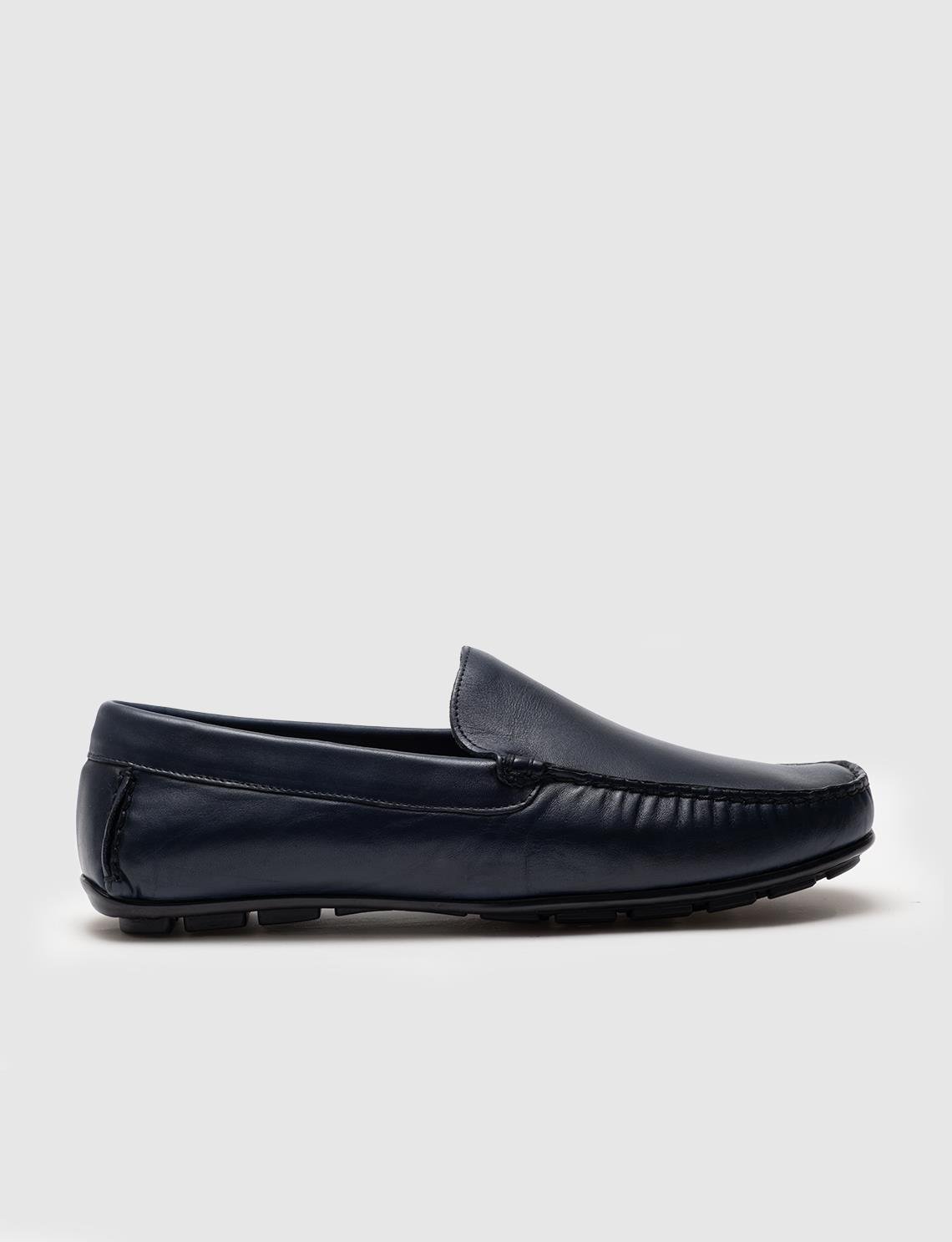 Hakiki Deri Lacivert Yazlık Erkek Loafer Ayakkabı | Cabani