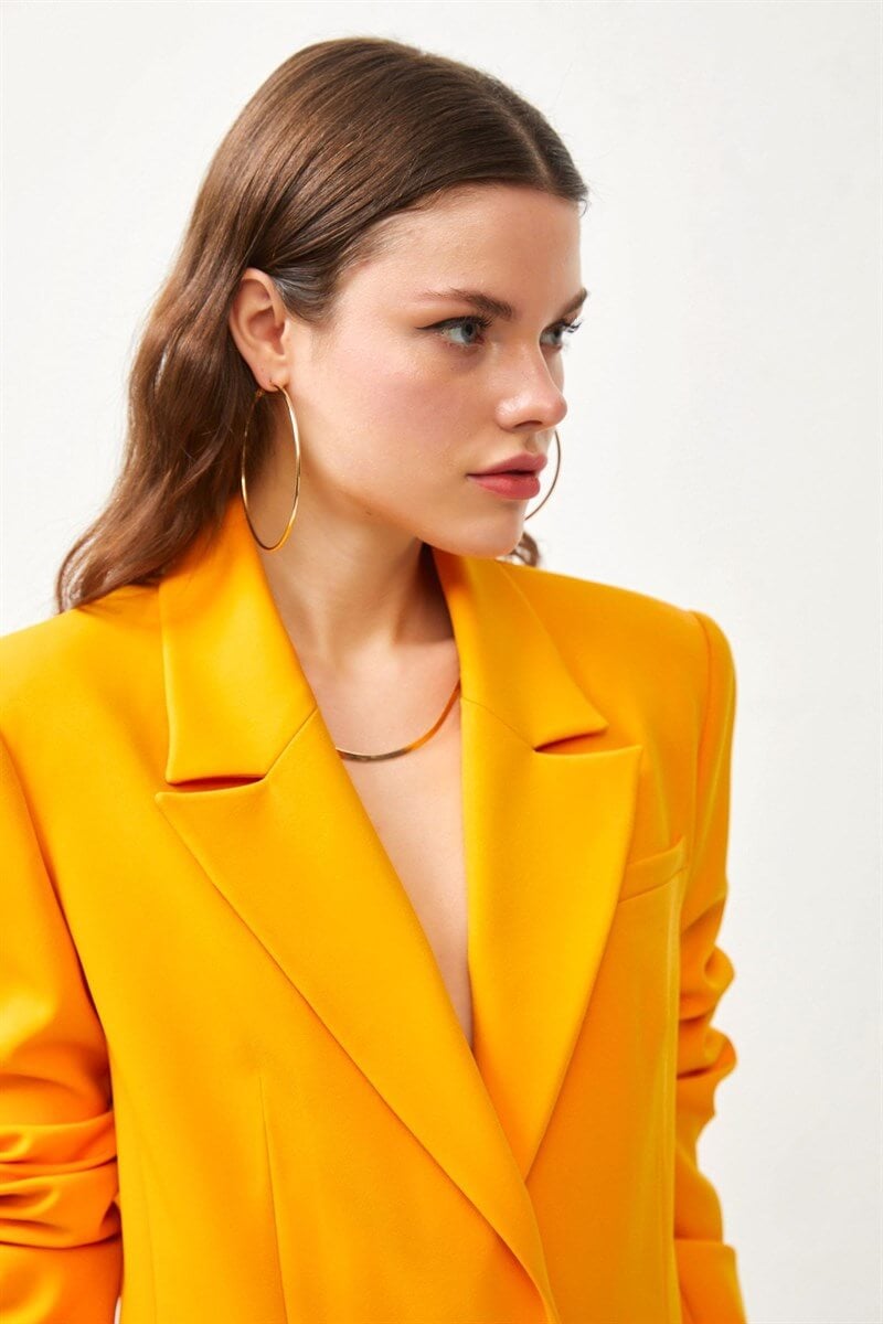 Kadın Oranj Mono Yaka Blazer Ceket Mini Etek Takım ST060S90001002 | Setre