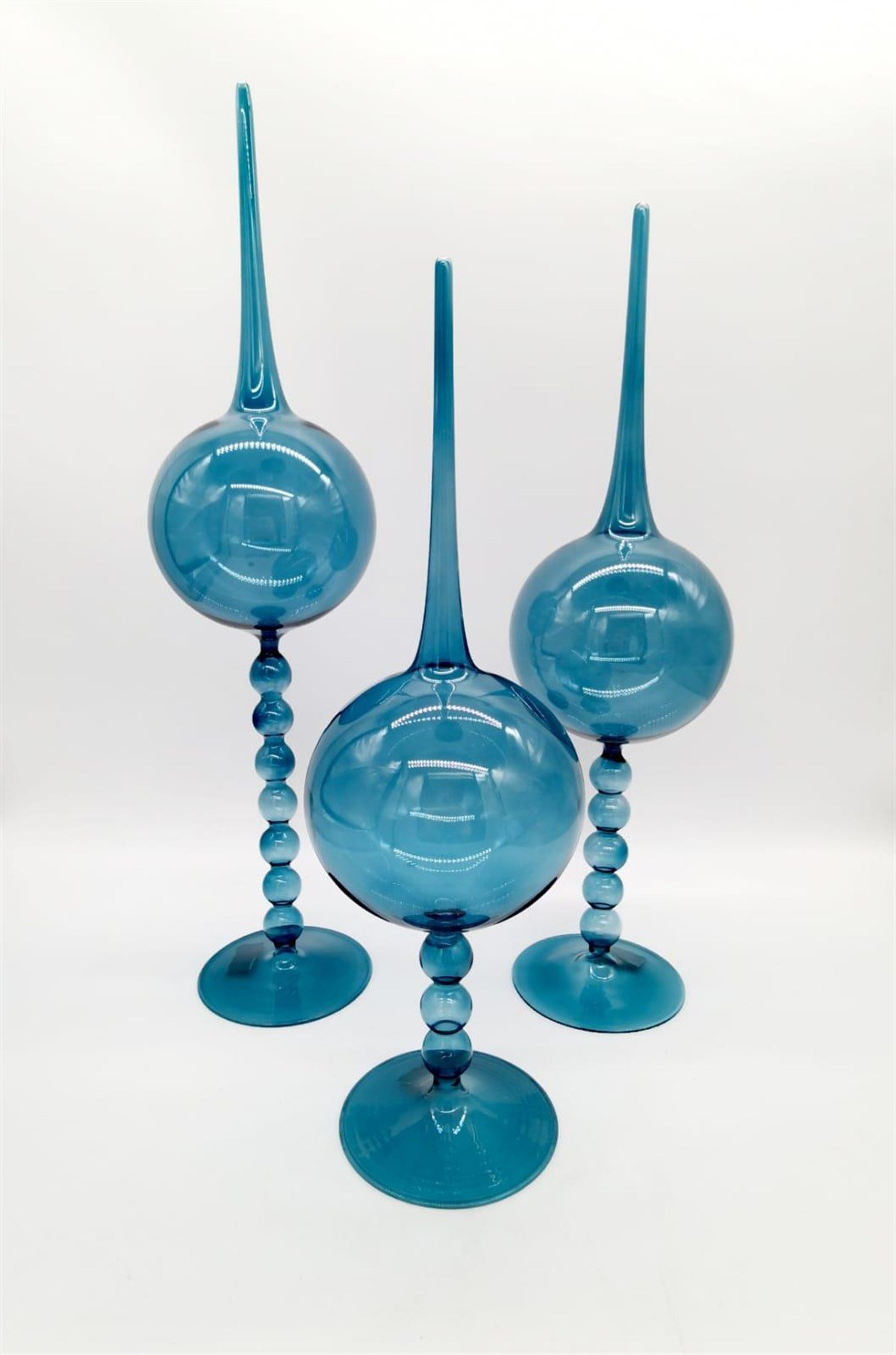 Crearthome Üfleme Cam Üçlü Top Seti Mavi Dekoratif Aksesuar 45-50-55 Cm  Kermanhome1 | kermanhome.com