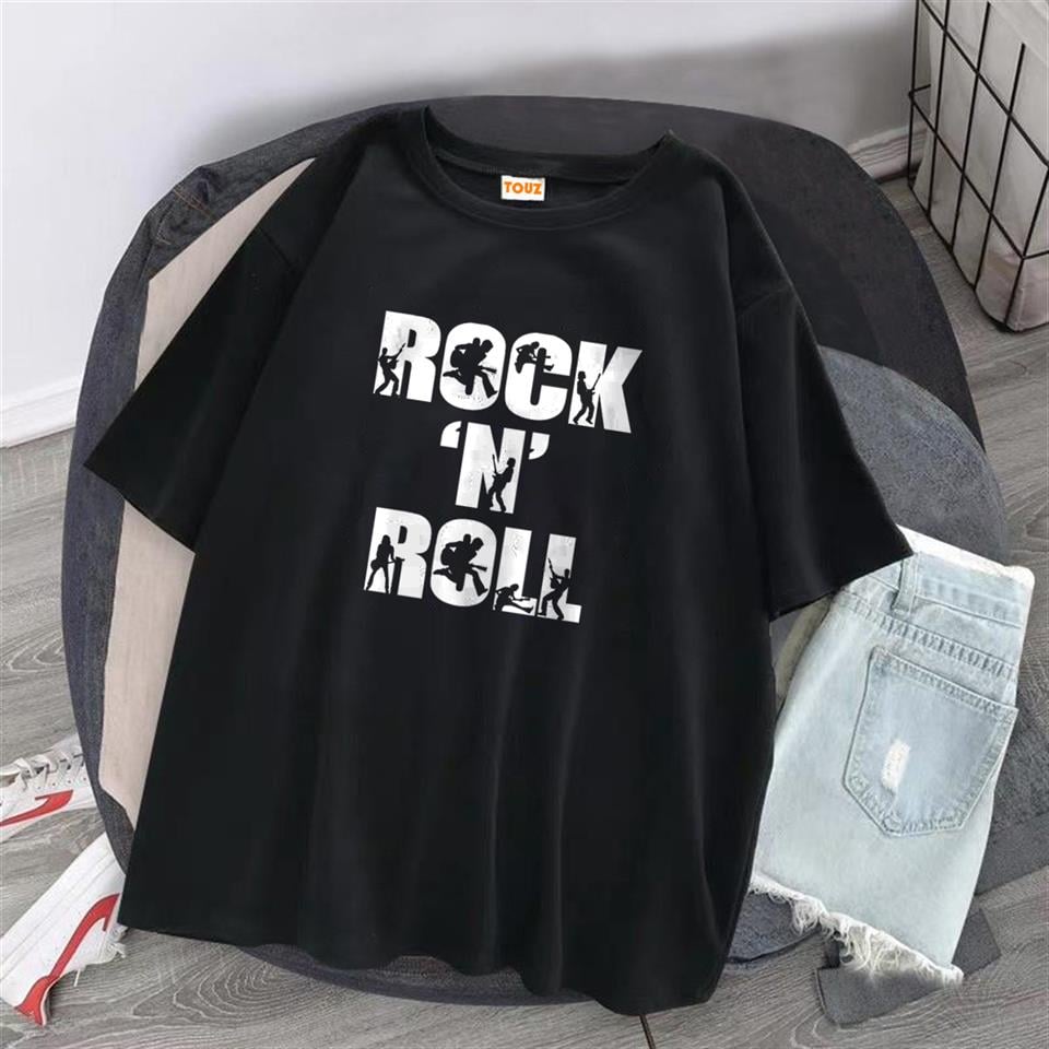 Rock 'N' Roll Siyah Unisex Oversize T-shirt | T-SHİRT