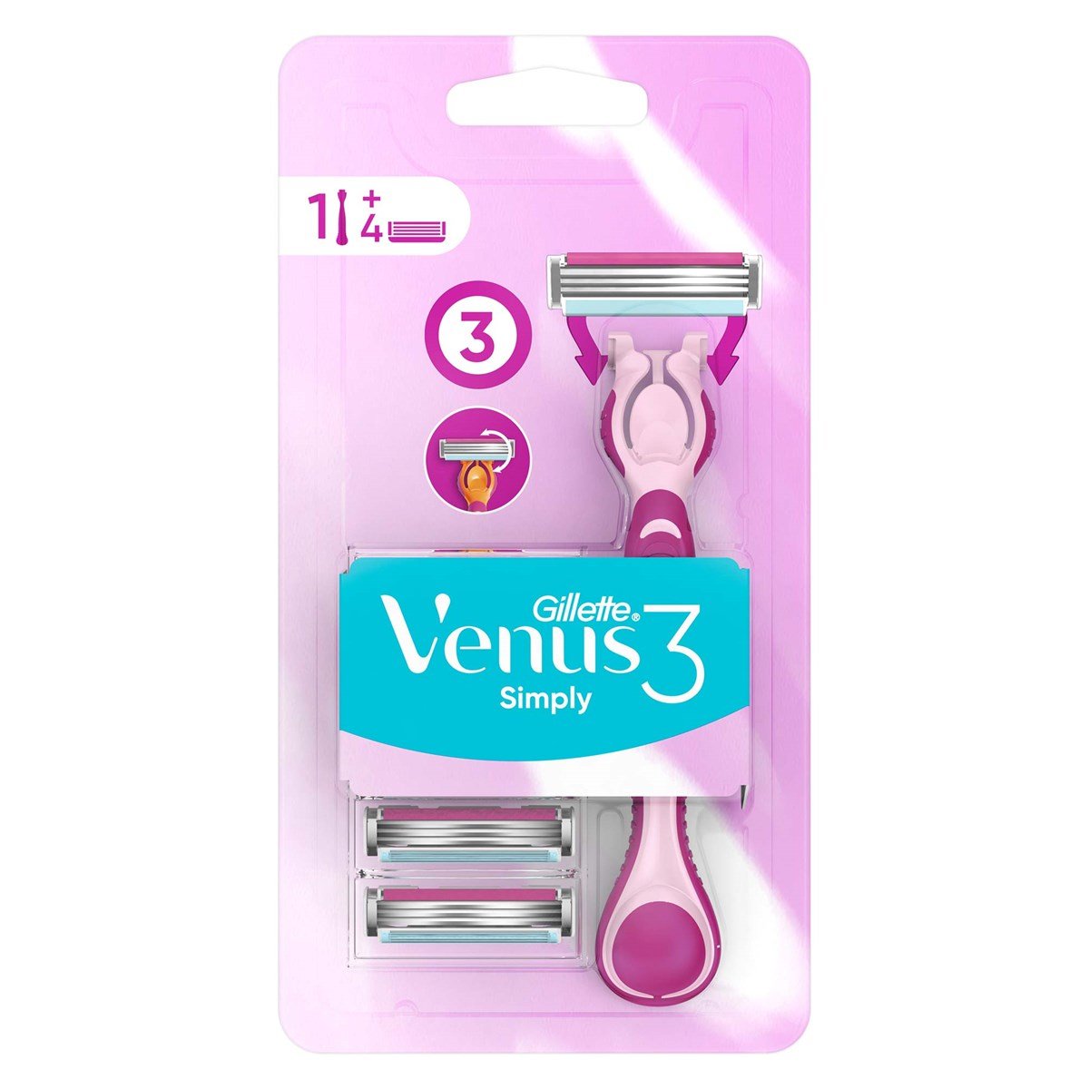 Gillette Venüs Simply 3 Tıraş Makinesi + 4 Yedek Bıçak
